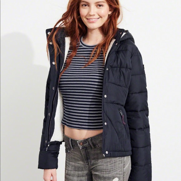 sherpa lined puffer jacket
